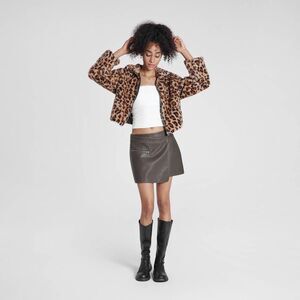 Wild Fable Brown/Grey Faux Leather Shorts